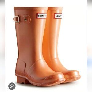 HUNTER | Tall Rain Boots Salmon Pink Orange Girls Sz 4